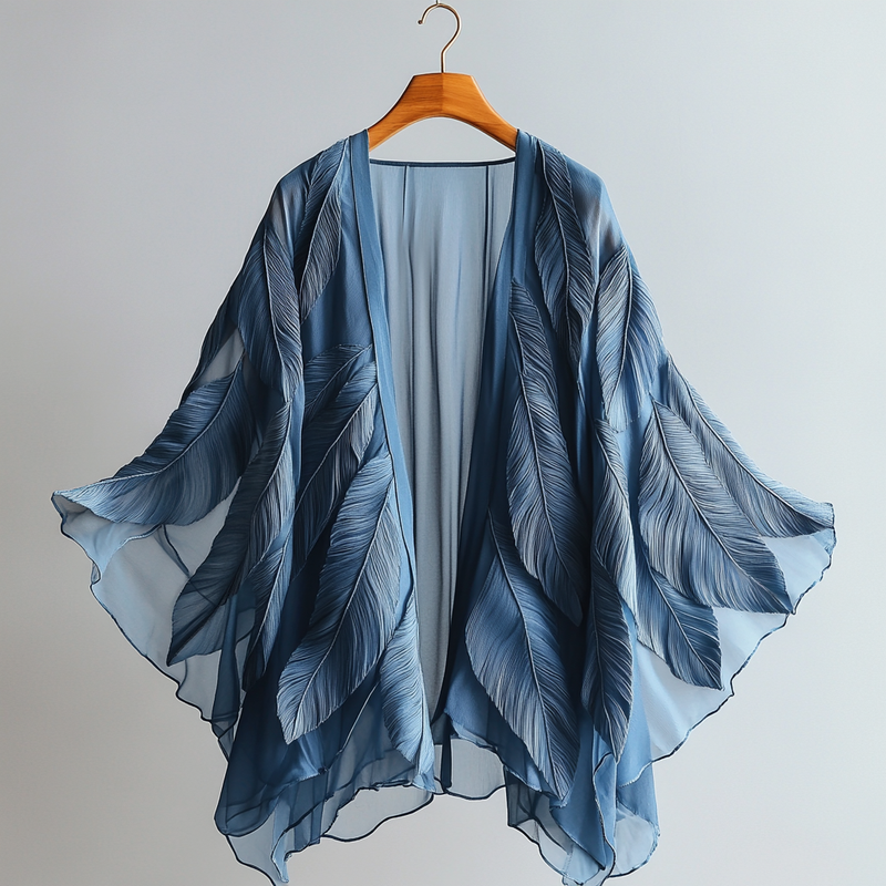 Summer Fun Feather Print Chiffon Cardigan