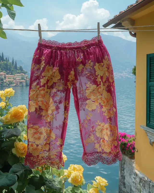 Summer Vacation Ruffle Lace Chiffon Contrast Shorts