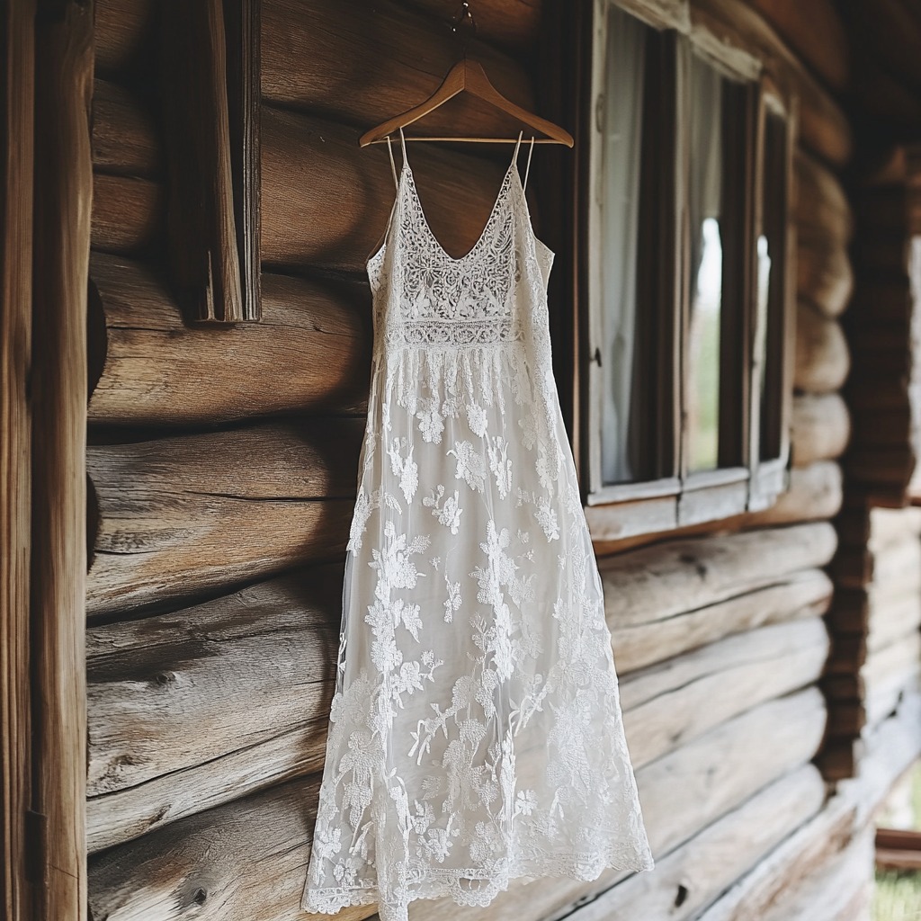 Women's Retro Lace Floral Embroidery Art Suspenders Mixi Dress