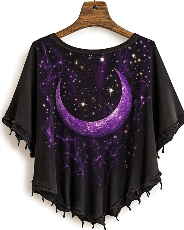Star and moon print home wear t-shirt
