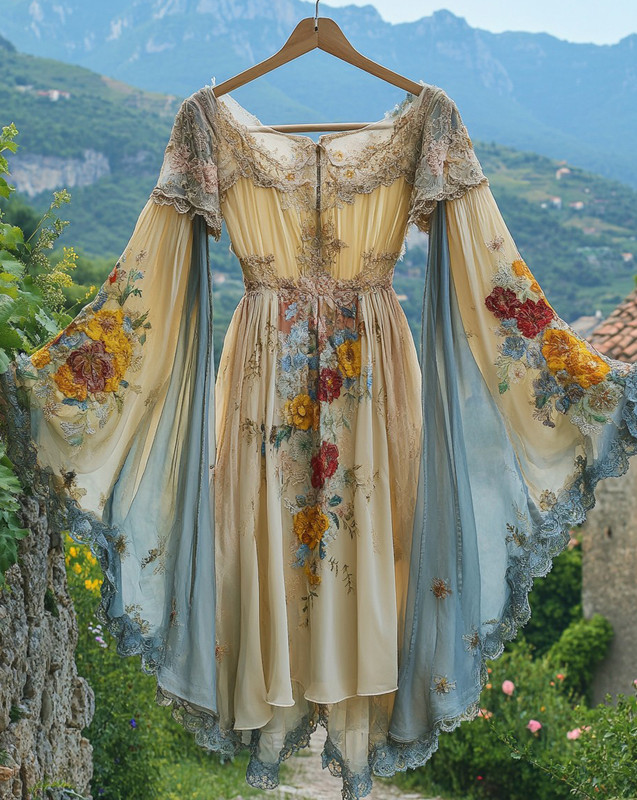 Summer Vacation Ruffle Lace Chiffon Contrast Dress