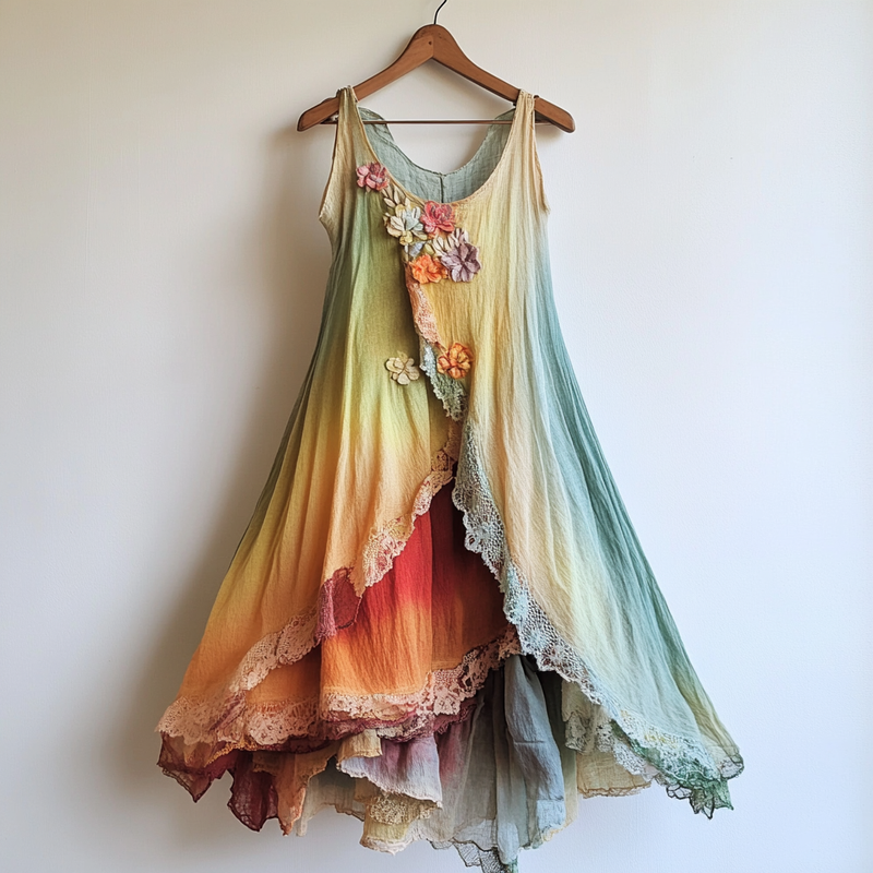 Hand-stitched irregular dress