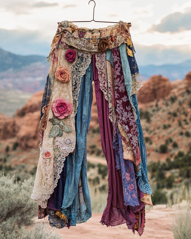 Summer Vacation Ruffle Lace Contrast Pants