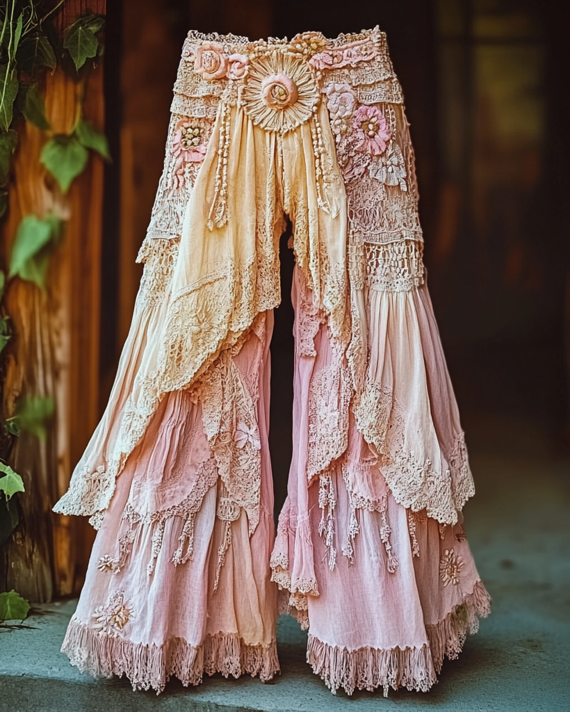 Summer Vacation Ruffle Lace Patchwork Pants