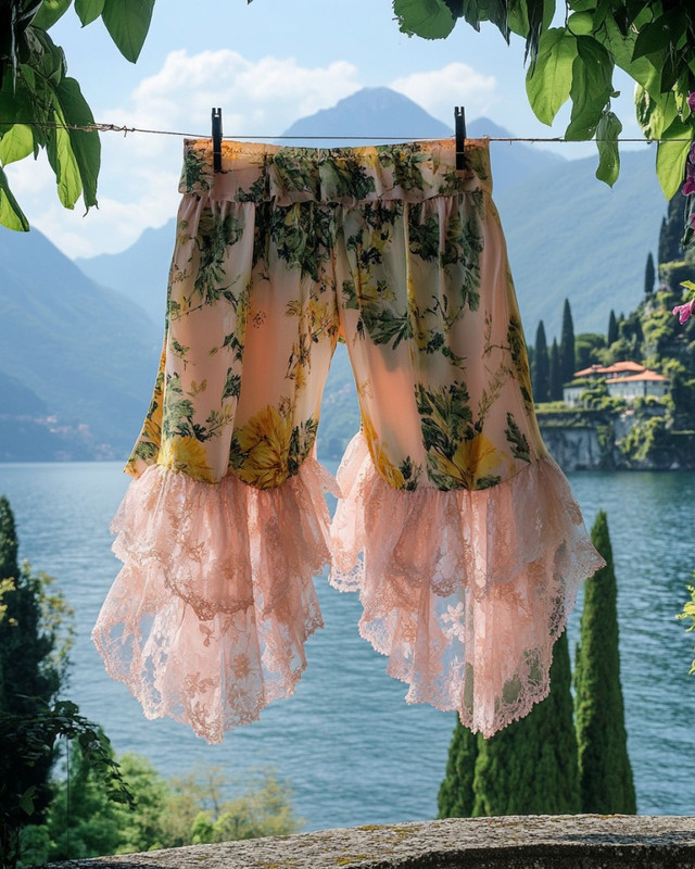 Summer Vacation Ruffle Lace Chiffon Shorts