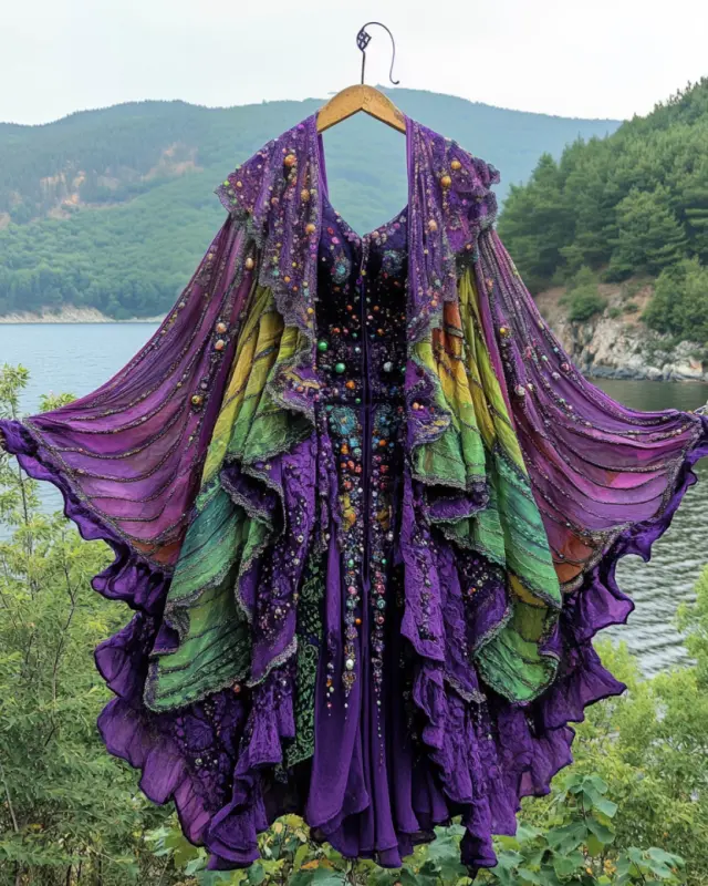 Summer Vacation Ruffle Lace Chiffon Contrast Kimono