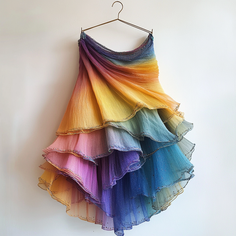 Summer gradient ruffle skirt