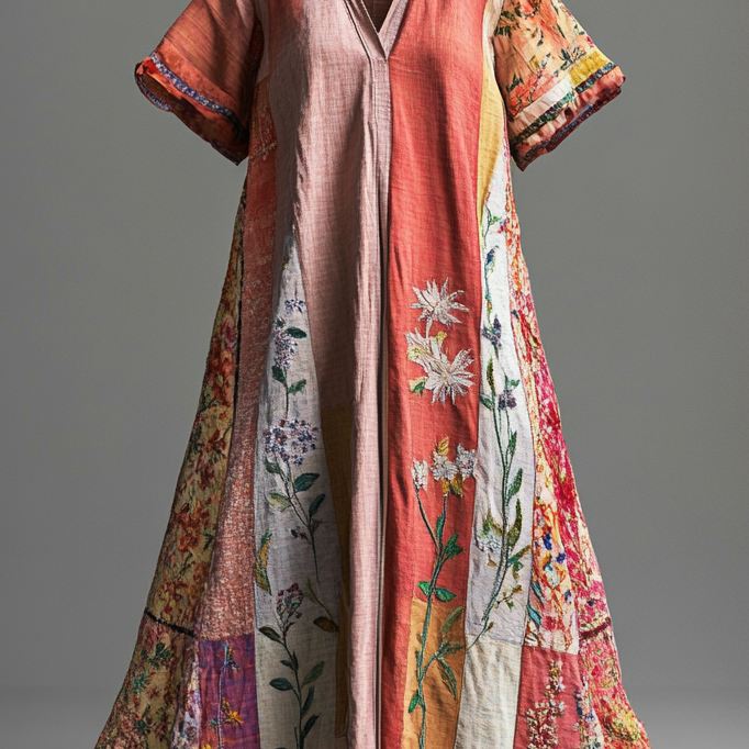 Embroidered Vintage Casual Dress