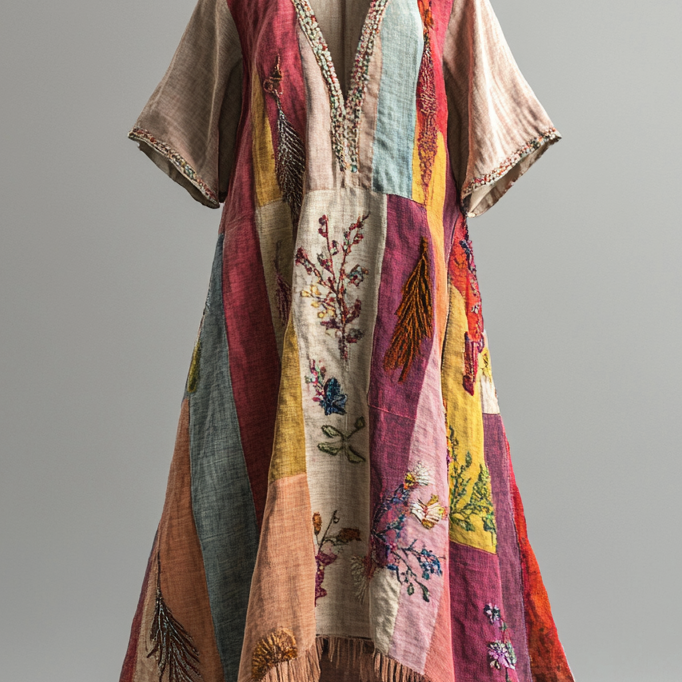 Embroidered Vintage Casual Dress