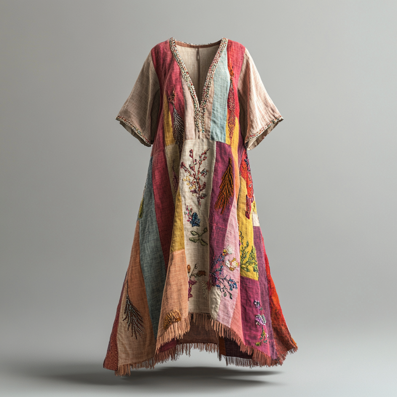 Embroidered Vintage Casual Dress