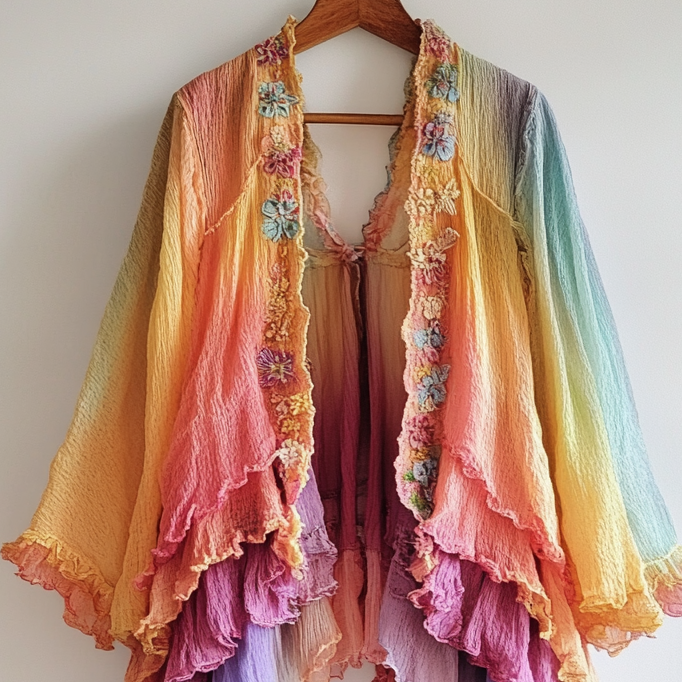 Ombre embroidered cardigan