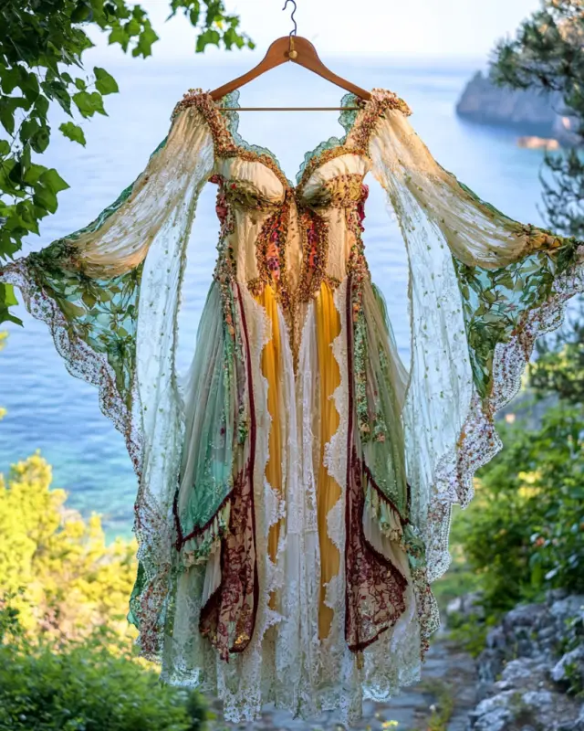 Summer Holiday Ruffle Lace Contrast Dress