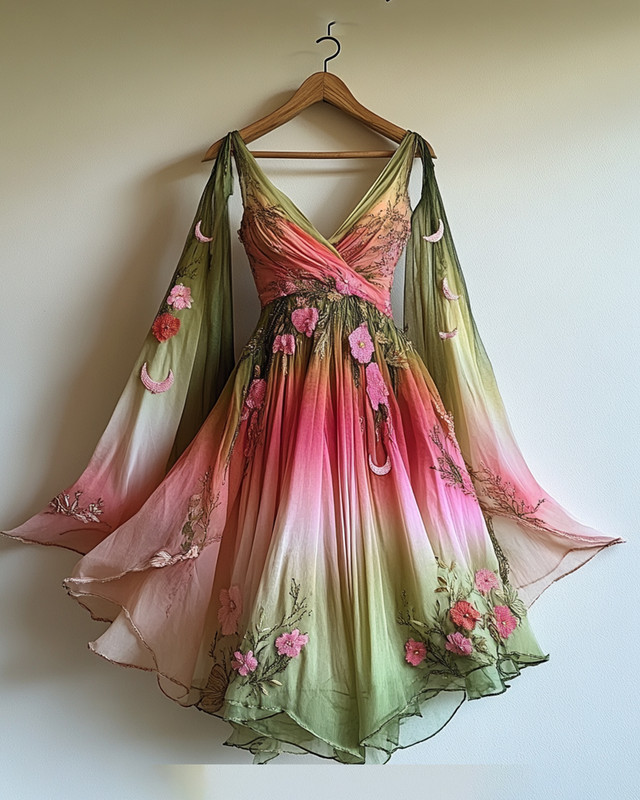 Embroidery summer handmade irregular dress