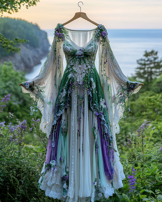 Summer Holiday Ruffle Lace Contrast Dress