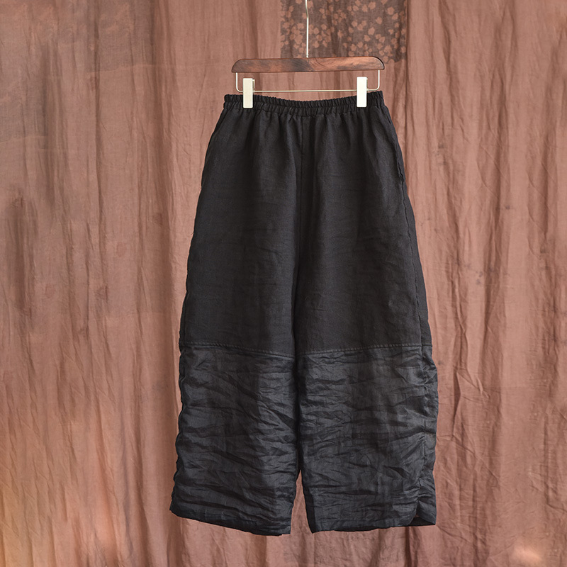 Vintage Patchwork Loose Wide-leg Linen Blend Pants