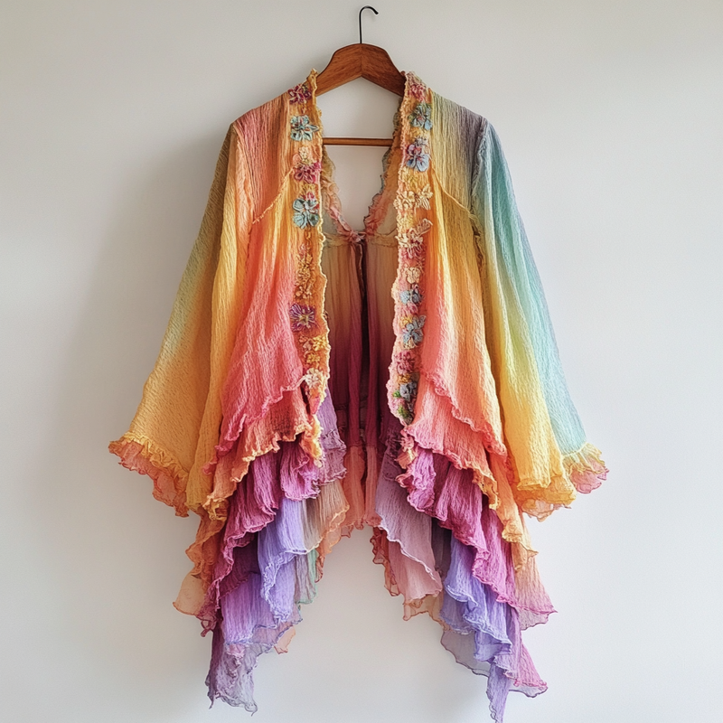 Ombre embroidered cardigan