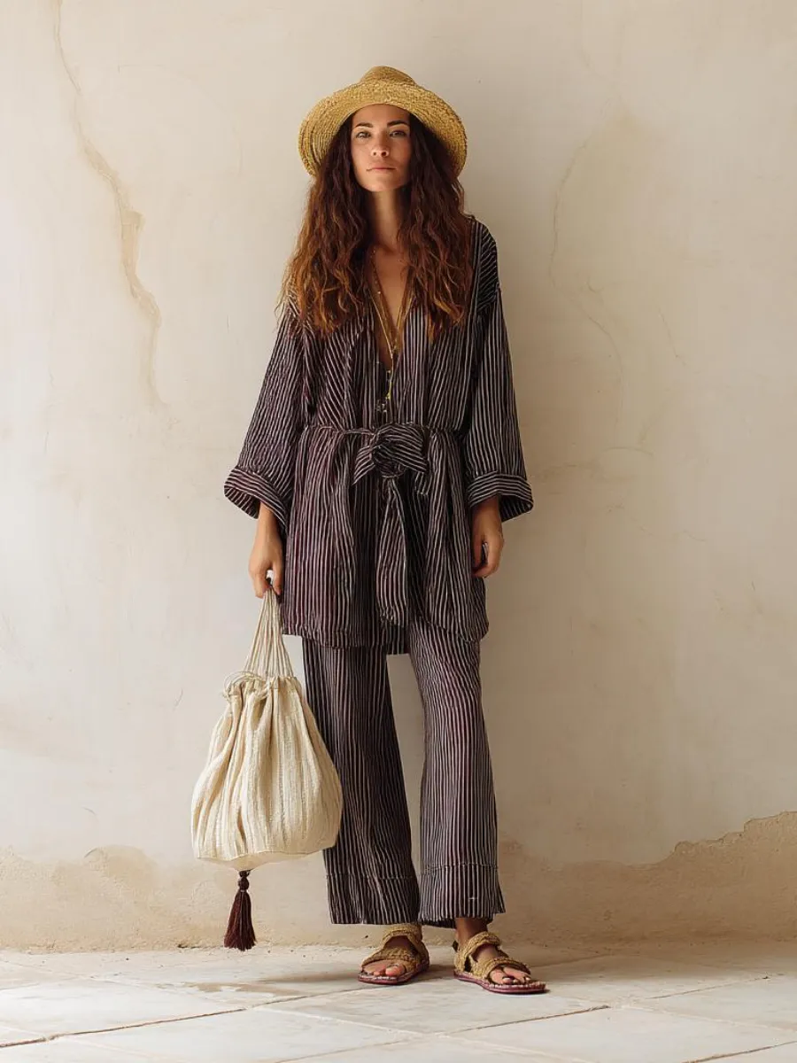 Women's cotton and linen  long sleeve suit
