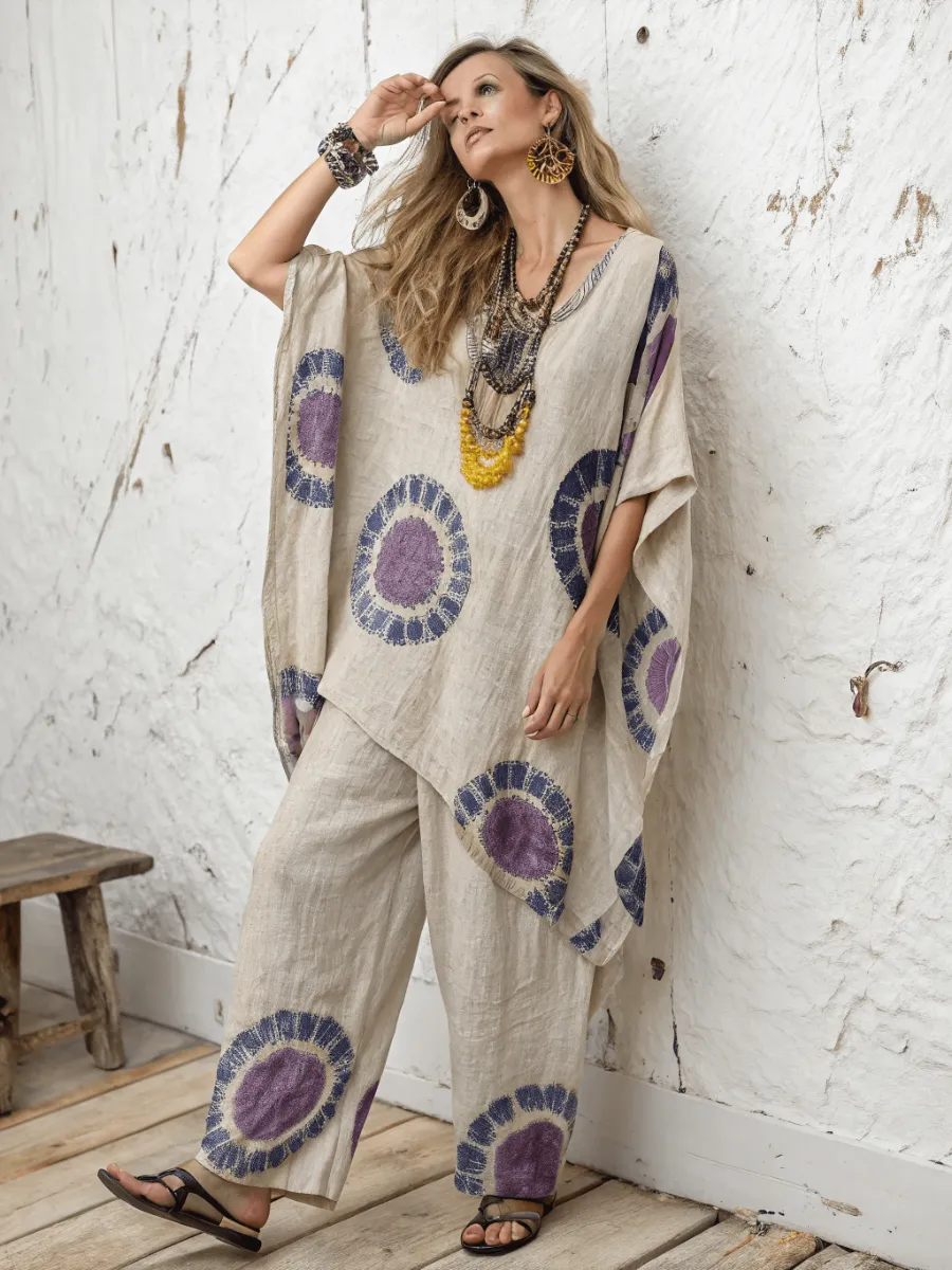 Cotton and linen women's loose suit