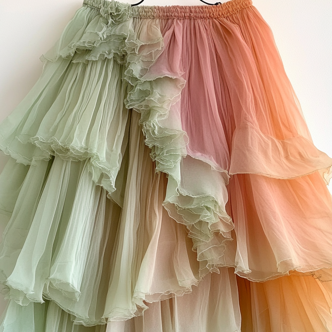 Summer gradient ruffle skirt