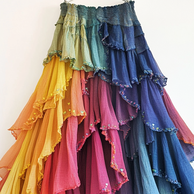 Summer gradient ruffle skirt