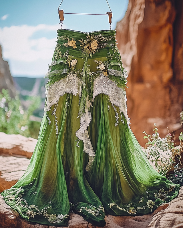 Summer Vacation Ruffle Lace Patchwork Skirt