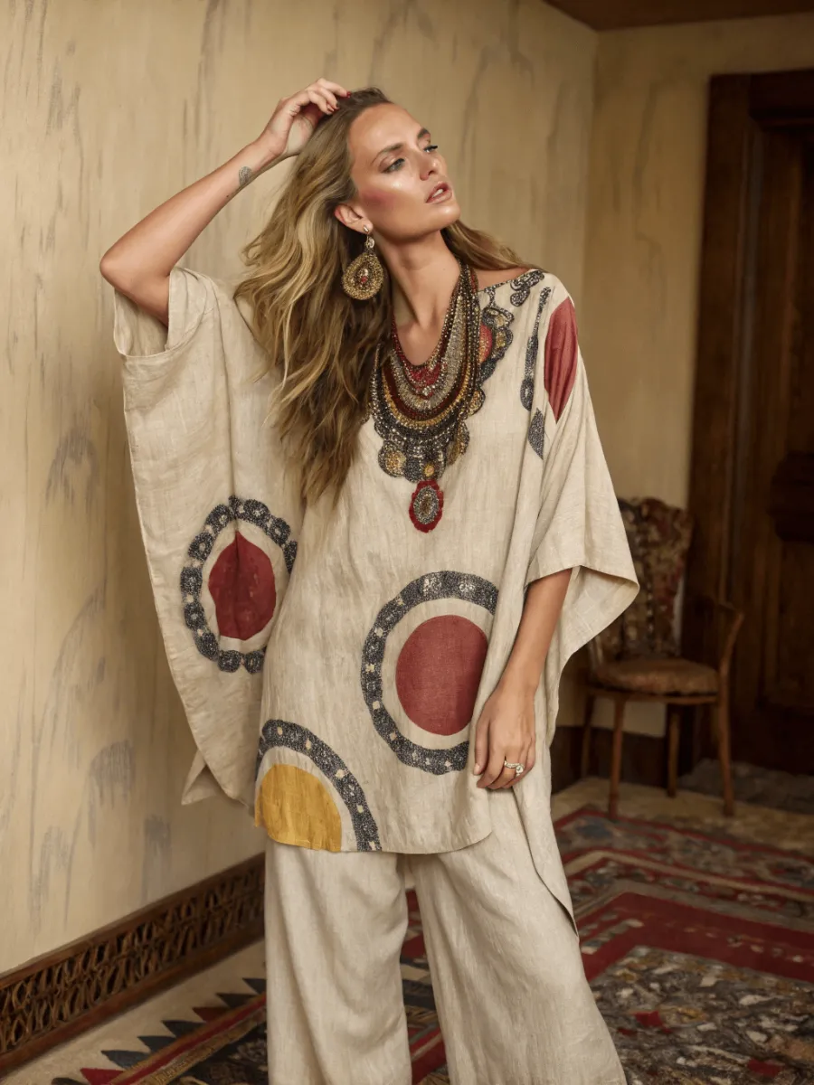 Cotton and linen women's loose suit