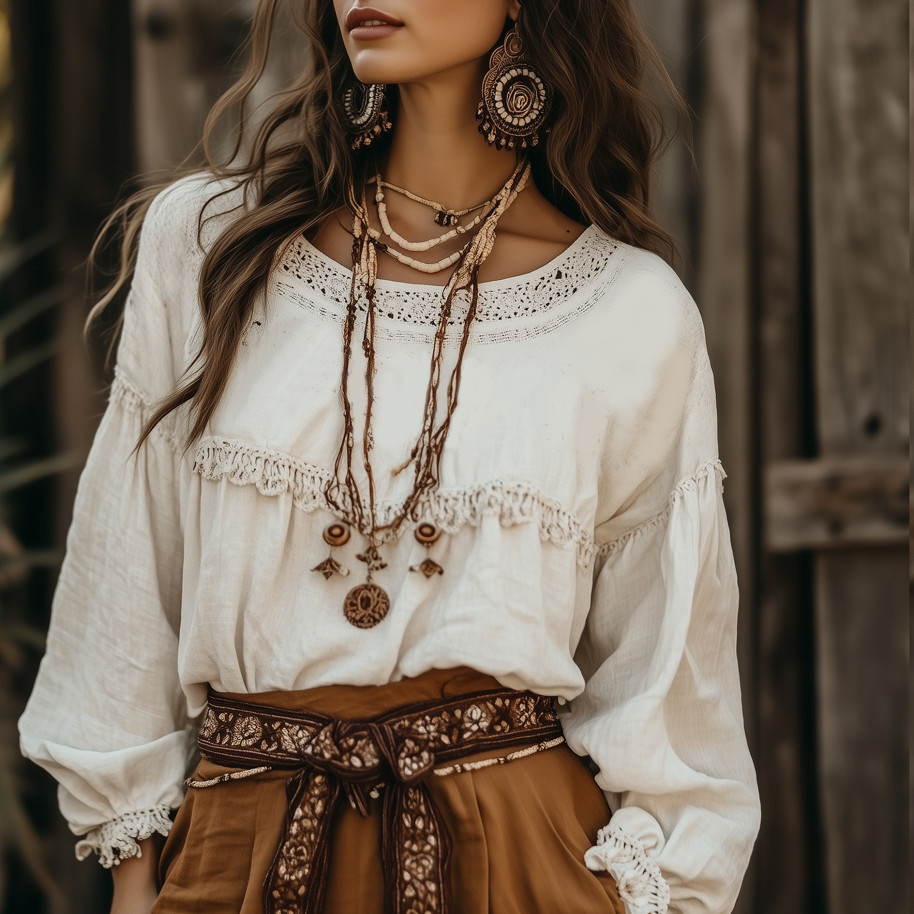 Women's Casual Lace Cotton And Linen Shirt