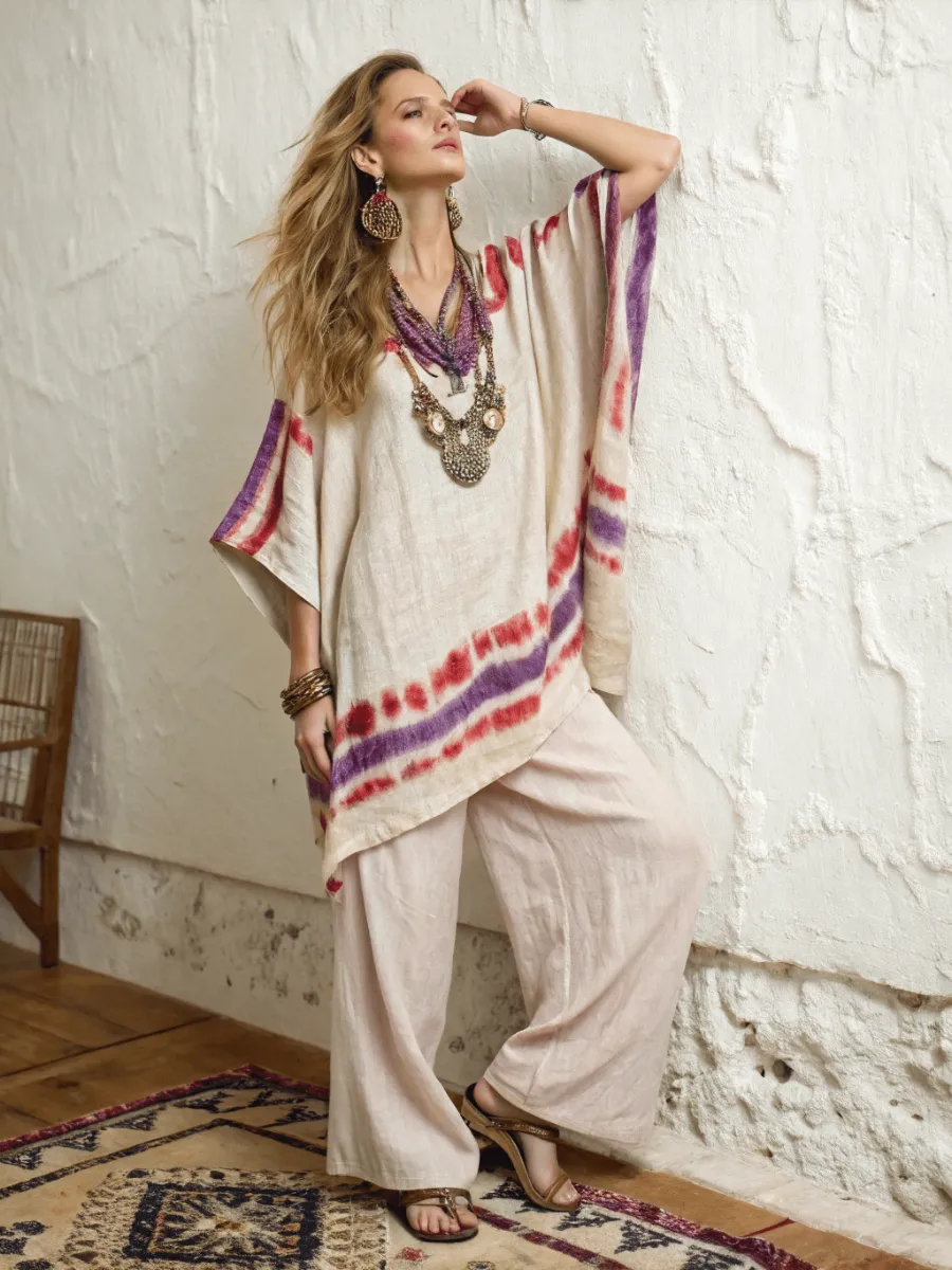 Cotton and linen women's loose suit