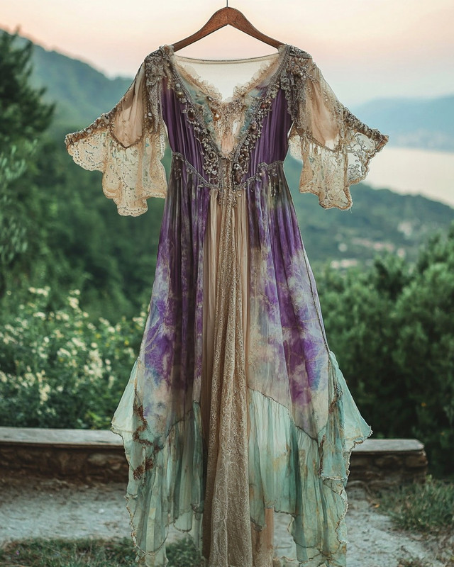 Summer Holiday Ruffle Lace Contrast Maxi Dress