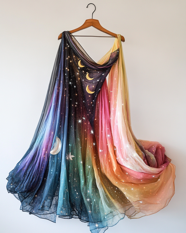 Vacation Moons Handmade Color-Blocking Rainbow Irregular Dress