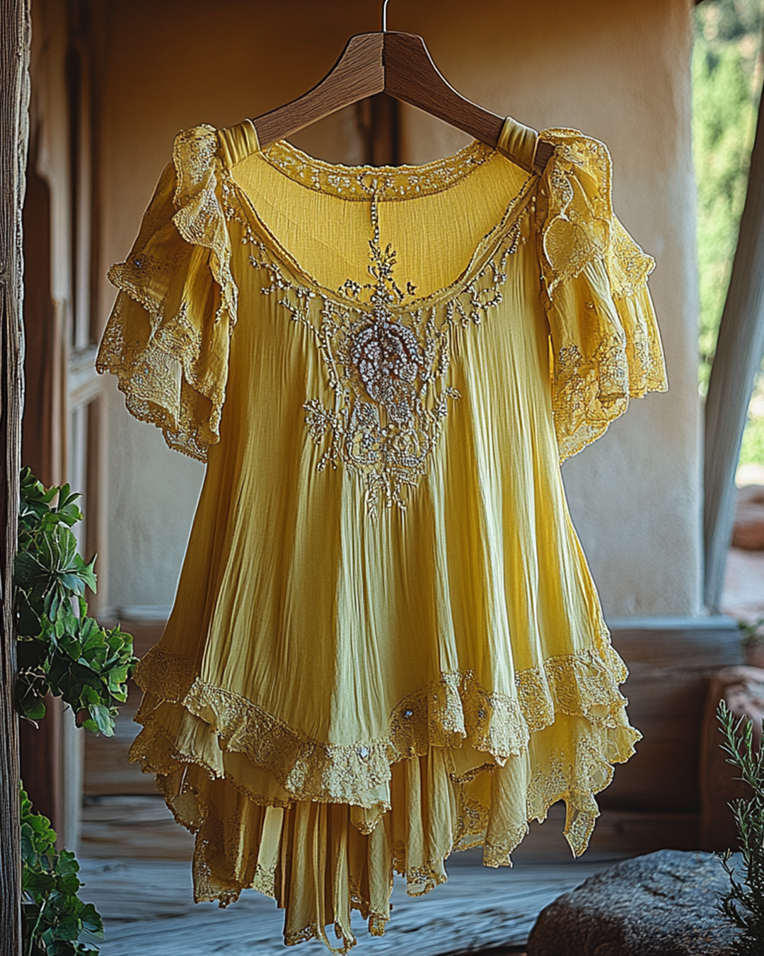 Summer Vacation Ruffle Lace Patchwork Top