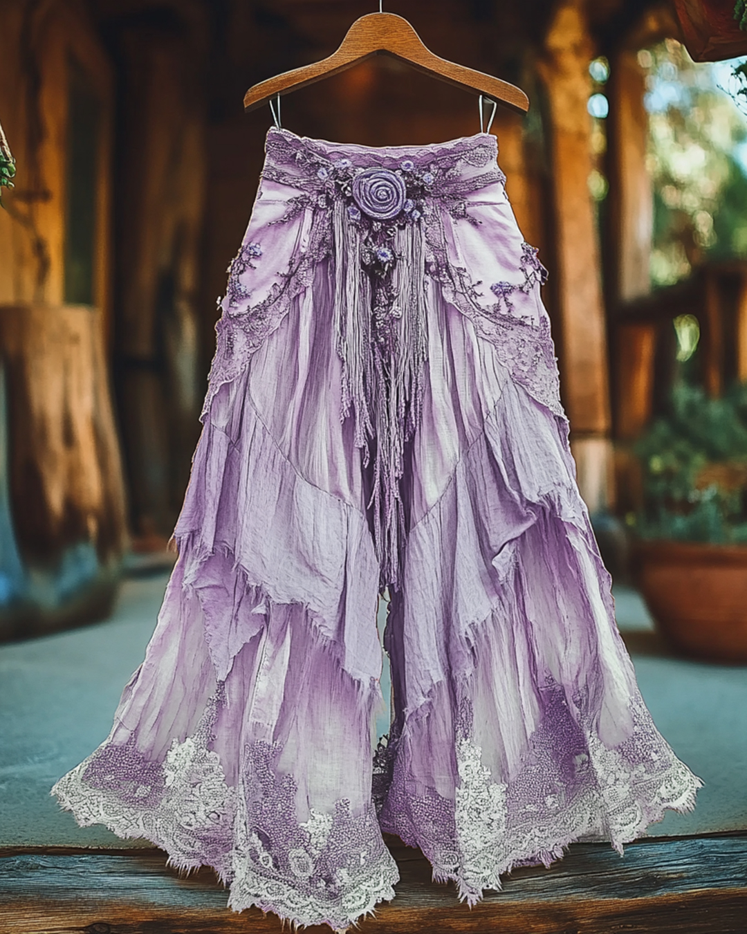 Summer Vacation Ruffle Lace Patchwork Pant