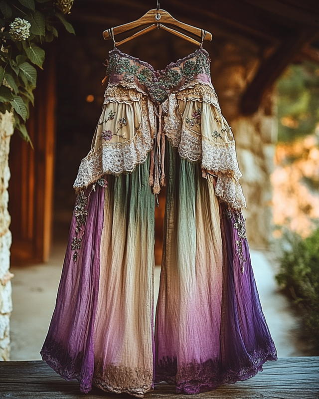 Summer Vacation Ruffle Lace Patchwork Pant