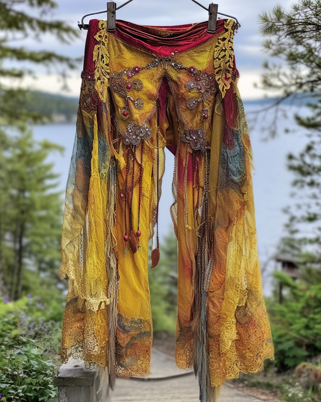 Summer Vacation Ruffle Lace Contrast Pants