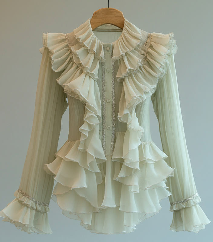 Summer ruffled chiffon shirt