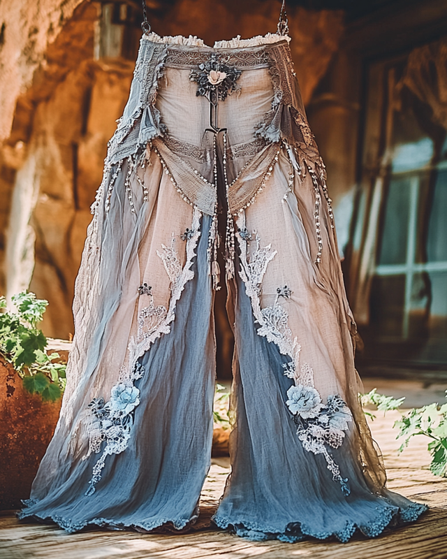 Summer Vacation Ruffle Lace Patchwork Pant