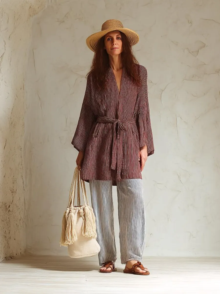 Women's cotton and linen  long sleeve suit