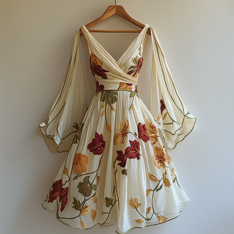 Embroidery summer handmade irregular dress