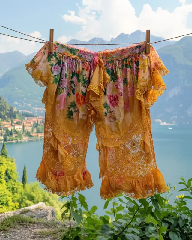 Summer Vacation Ruffle Lace Chiffon Contrast Shorts