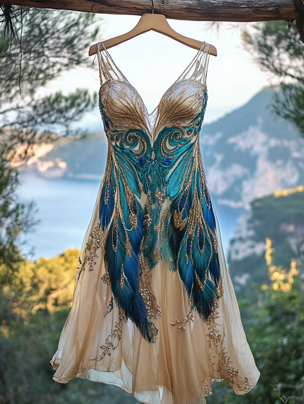 Summer Vintage Floral Beaded Dress