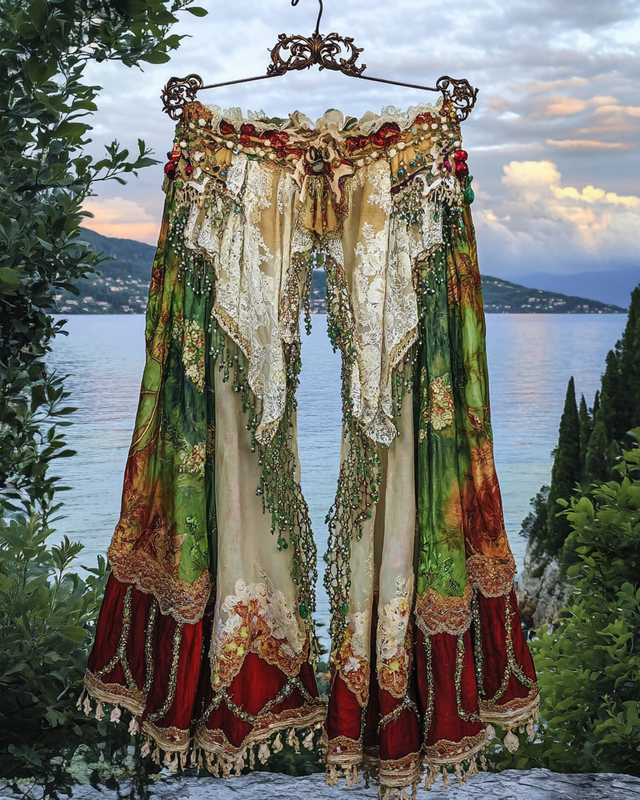 Summer Vacation Ruffle Lace Contrast Pants