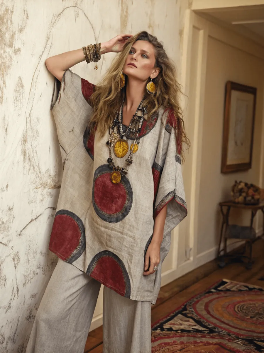 Cotton and linen women's loose suit