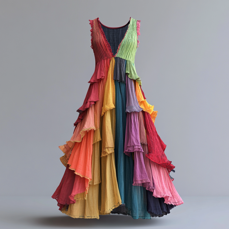 Secret of the Universe Embroidered Vintage Casual Dress