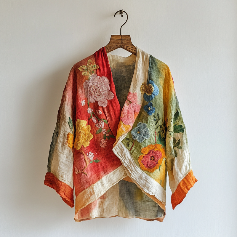 Vacation Handmade Color-Blocking Rainbow Irregular Dress