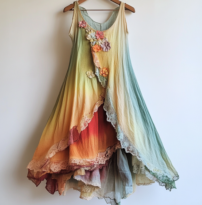 Hand-stitched irregular dress