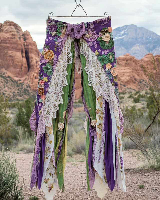 Summer Vacation Ruffle Lace Contrast Pants