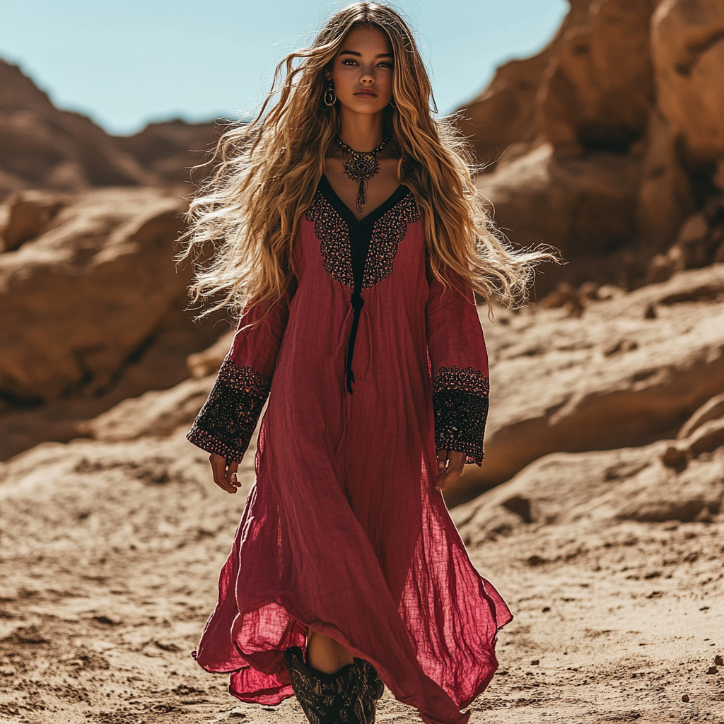 Desert Style Holiday Bohemian Vintage Linen Casual Dress