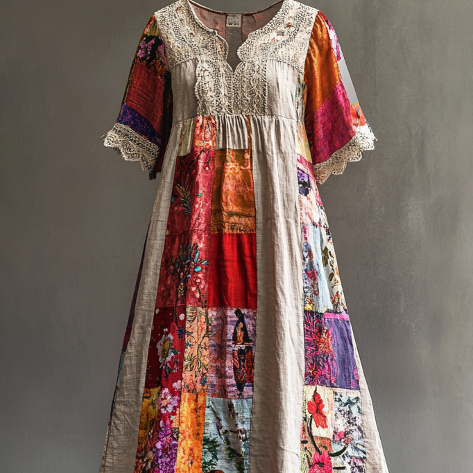 Embroidered Vintage Casual Dress