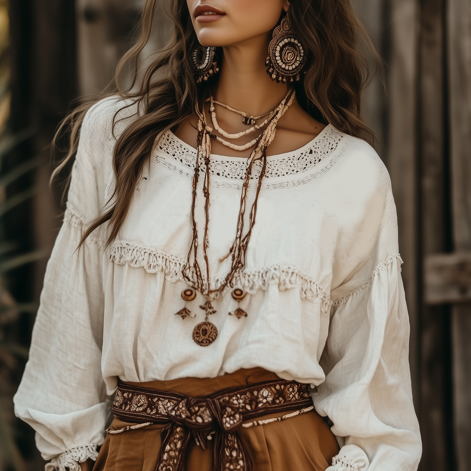 Women's Casual Lace Cotton And Linen Shirt