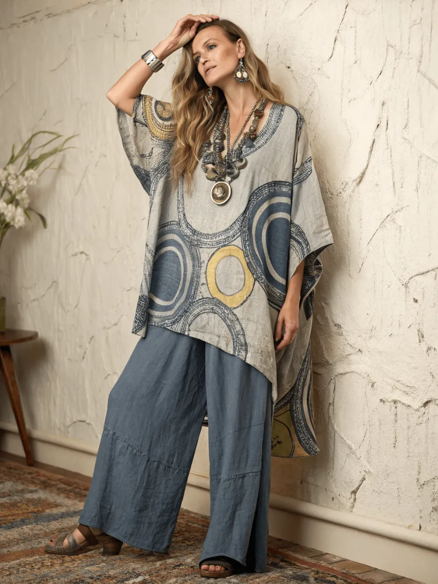 Cotton and linen women's loose suit